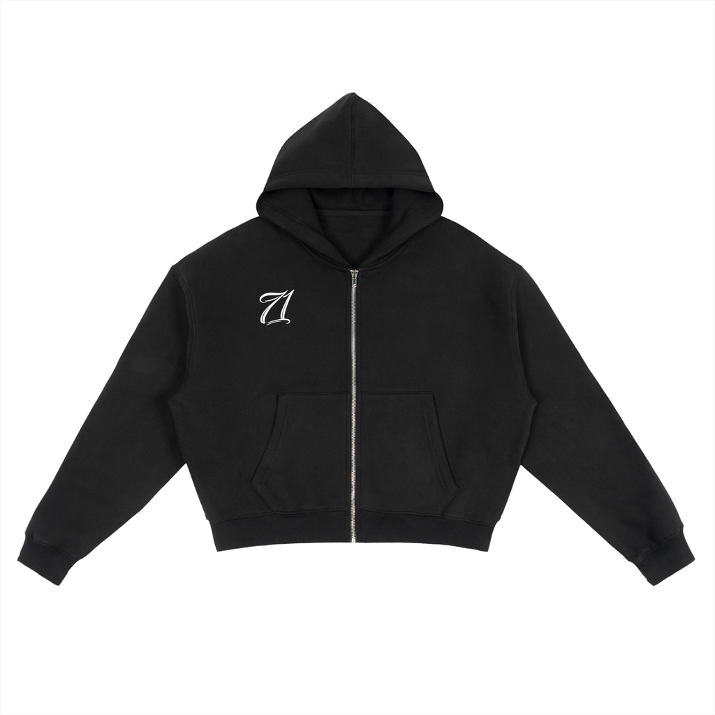 Star 71 Zip-Up Boxy Hoodie
