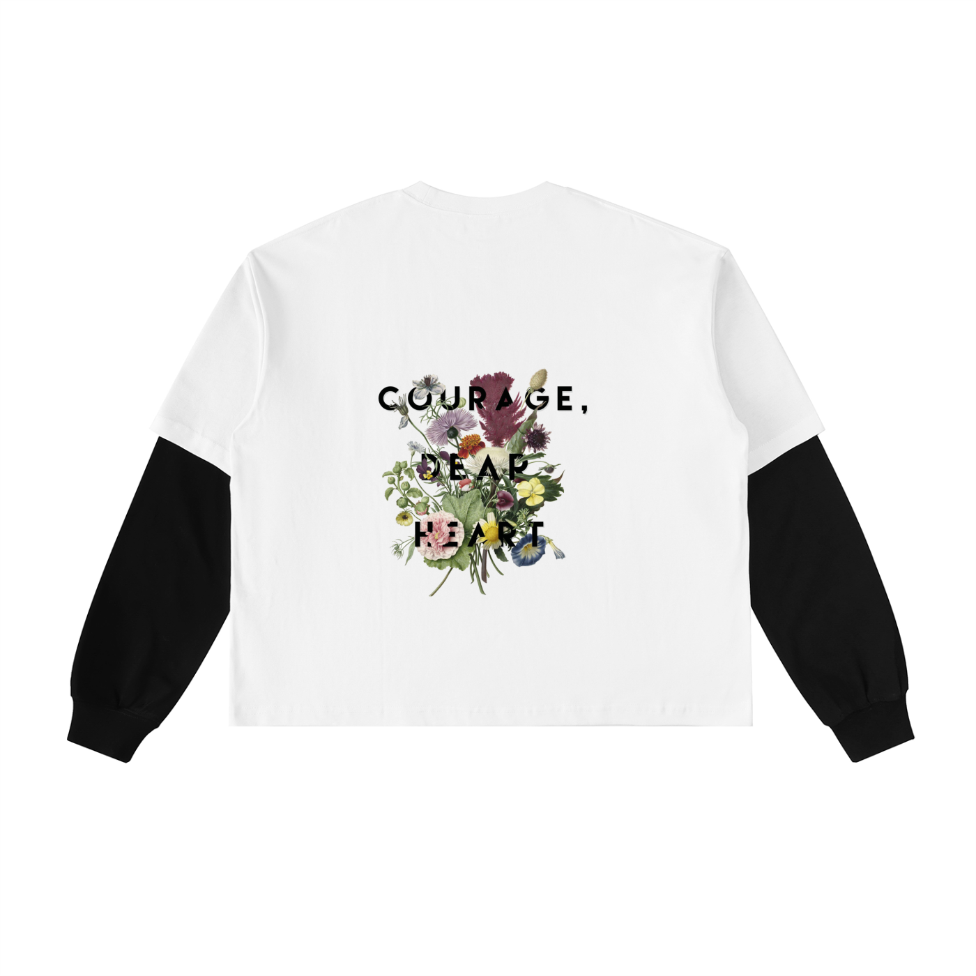 Layered Contrast Sleeve Cotton T-Shirt