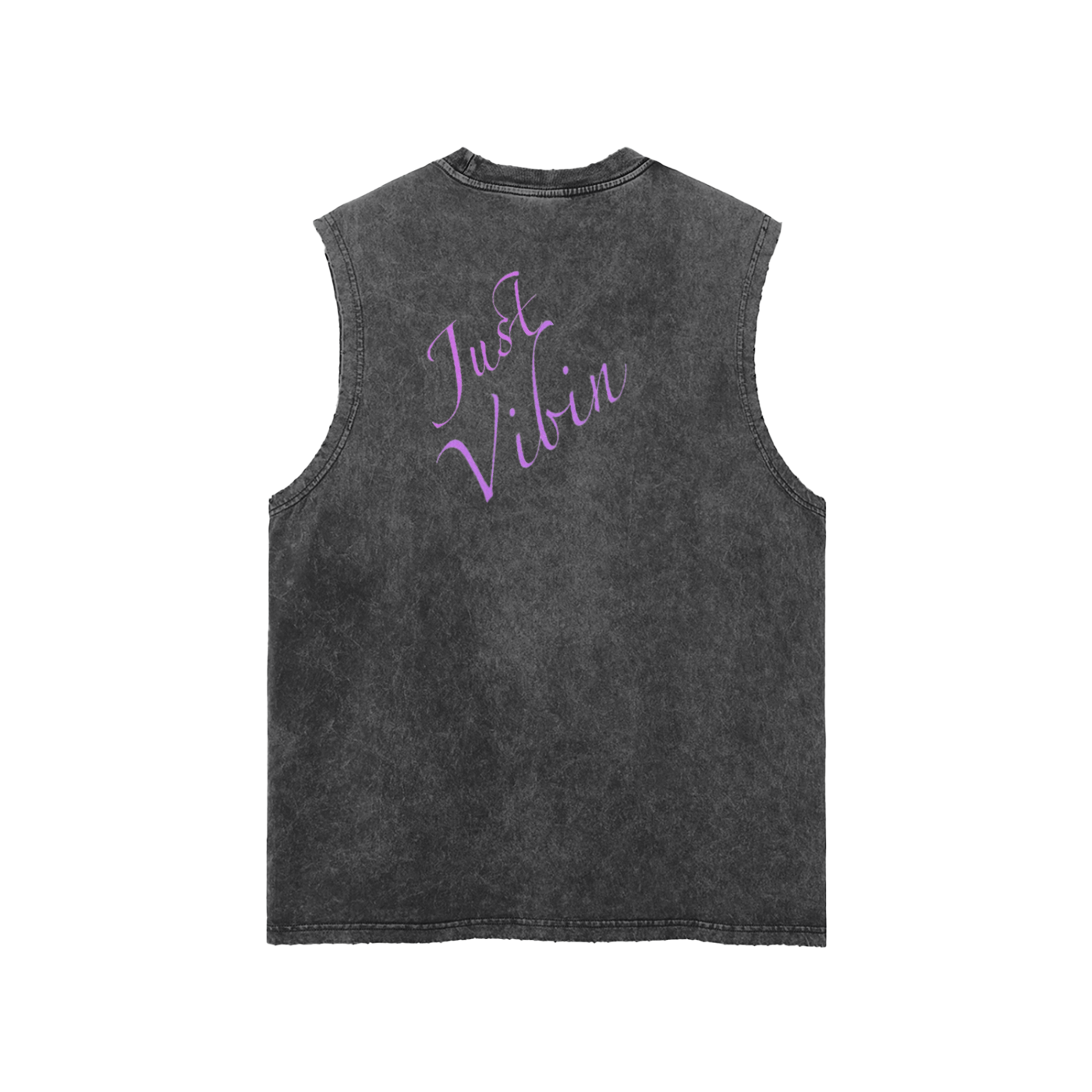 Streetwear Unisex Snow Washed Frayed Hem Tank Top