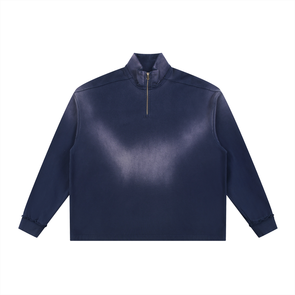 71 Sun Fade Raw Edge Quarter-Zip Sweatshirt
