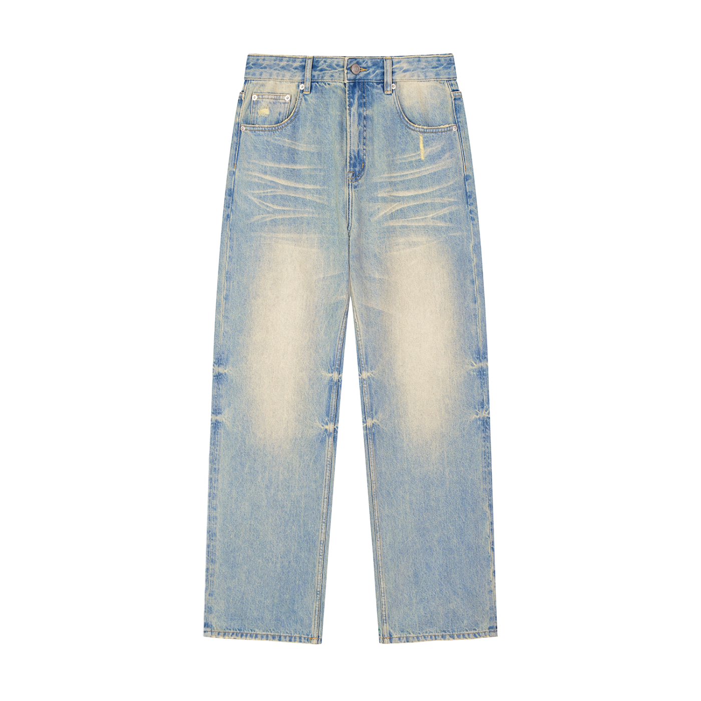 71 Sun Fade Raw Hem Denim Jeans