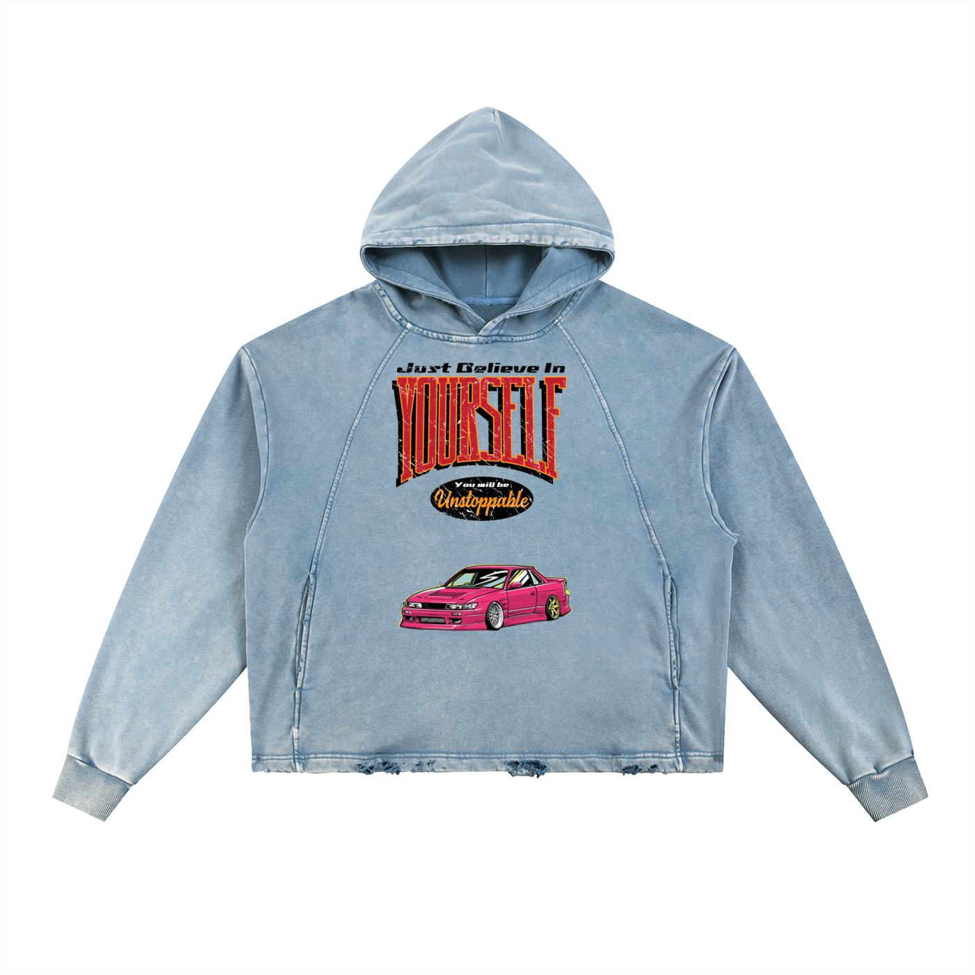 Vintage Washed Frayed-Hem Hoodie